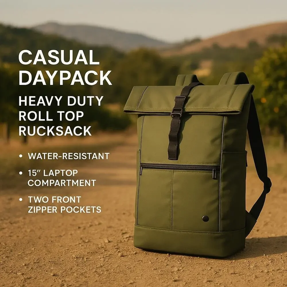 Outdoor Gear Backpack Roll Top Water Resistant Green Hiking Hunting Large Bag L